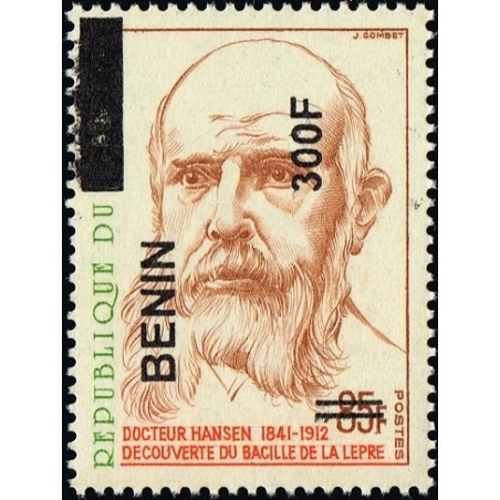 Bénin 2009 - Mi 1510 - surcharge locale 300 f - Dr. Hansen, bacille de la lèpre ** - cote 50 €