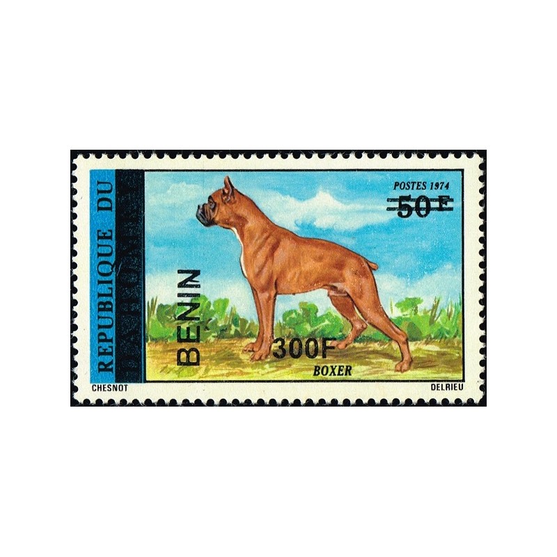 Bénin 2009 - Mi 1508 - surcharge locale 300 f - Chien boxer ** - cote 110 €