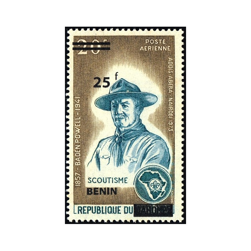 Bénin 2009 - Mi 1519 II - surcharge locale 25 f - Scoutisme - Lord Baden Powell - type II ** - cote 300 €