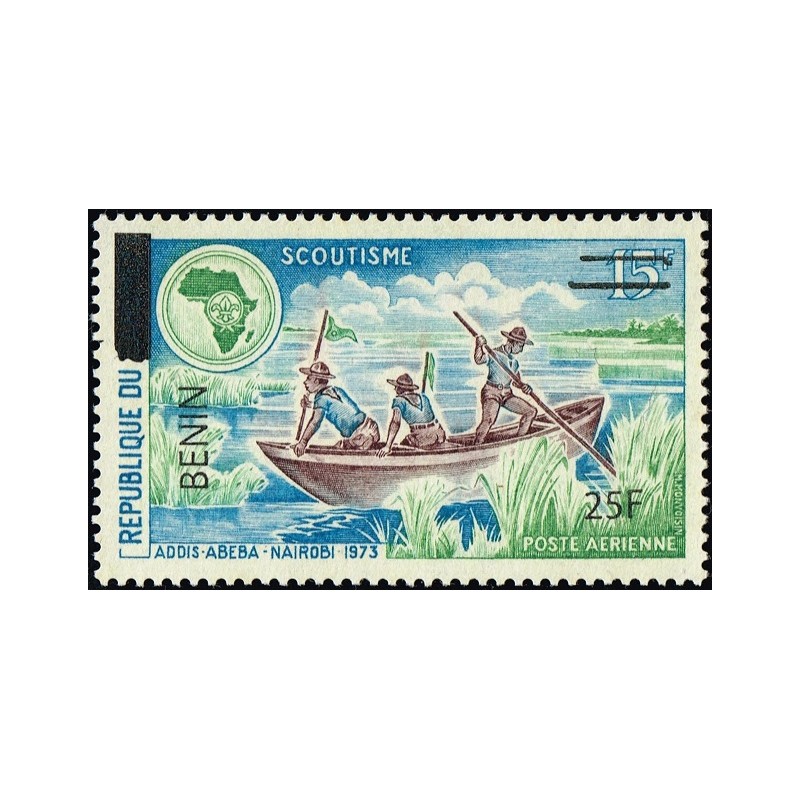 Bénin 2009 - Mi 1517 - surcharge locale 25 f - Scoutisme - lac, barque ** - cote 150 €