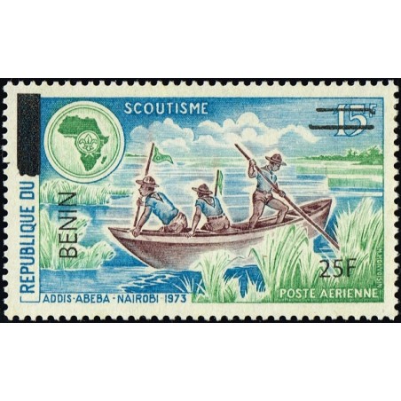 Bénin 2009 - Mi 1517 - surcharge locale 25 f - Scoutisme - lac, barque ** - cote 150 €