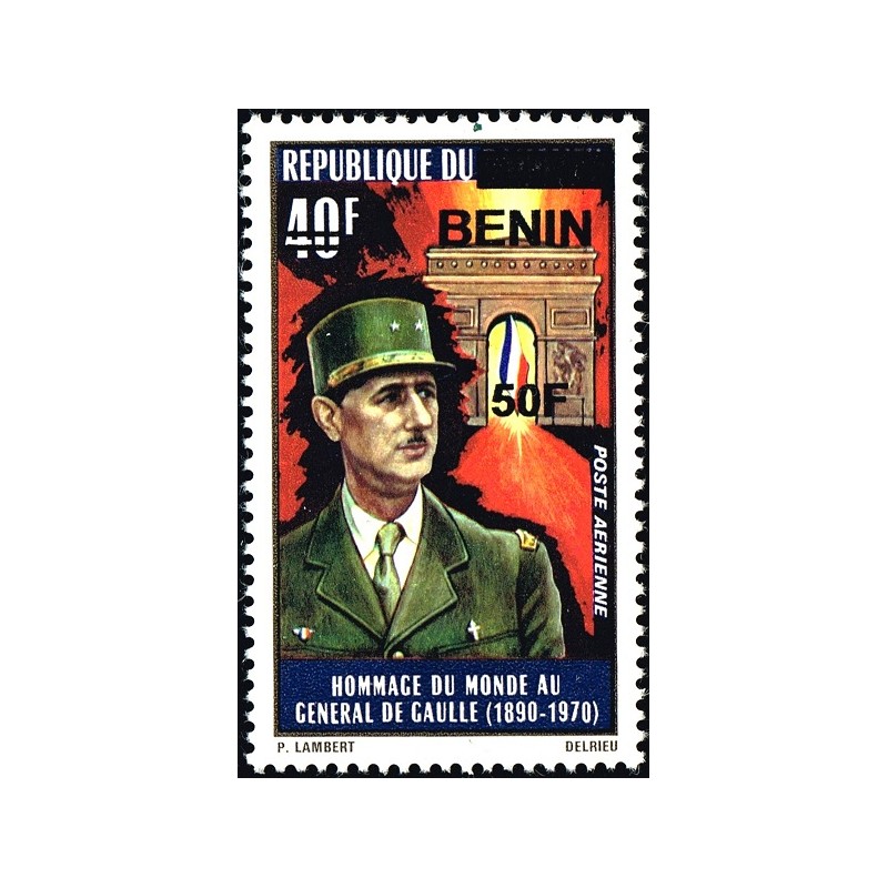 Benin 2009 - Mi 1595 - local overprint 50 f - Charles de Gaulle - Arc de triomphe - MNH - CV 180 €
