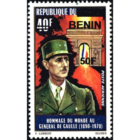 Bénin 2009 - Mi 1595 - surcharge locale 50 f - Général de Gaulle - Arc de triomphe à Paris ** - cote 180 €
