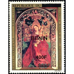 Bénin 2009 - Mi 1617 - surcharge locale 400 f - La vierge au buisson de roses par Schongauer - Noël 1972 ** - cote 50 €