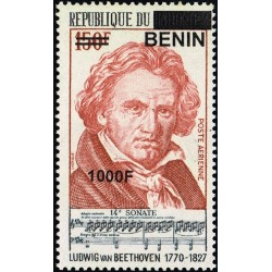 Bénin 2009 - Mi 1628 - surcharge locale 1000 f - Ludwig van Beethoven ** - cote 100 €
