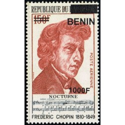 Bénin 2009 - Mi 1629 - surcharge locale 1000 f - Frédéric Chopin ** - cote 90 €