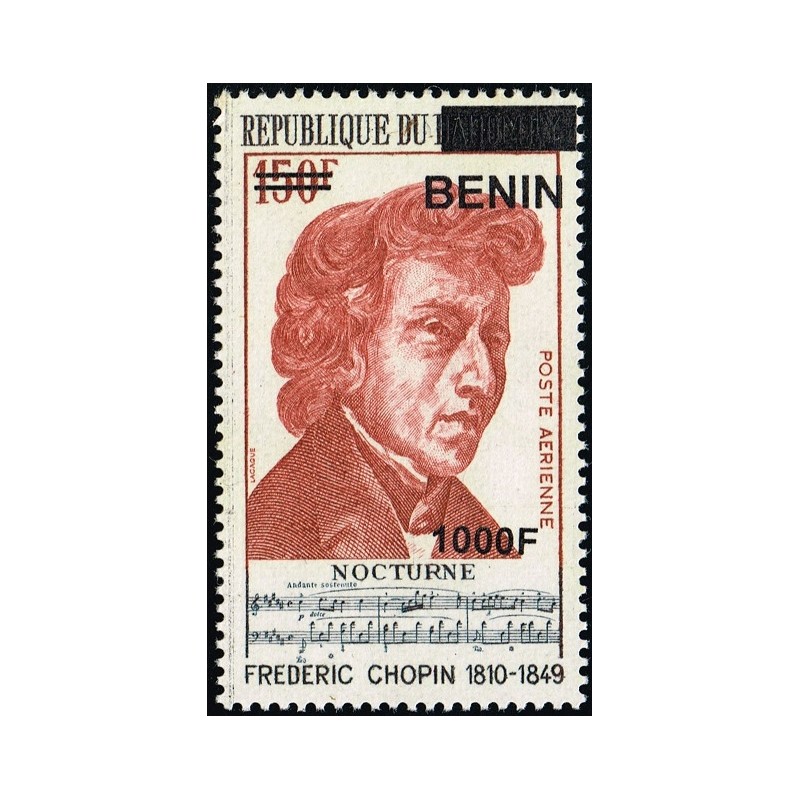 Benin 2009 - Mi 1629 - local overprint 1000 f - Frédéric Chopin - MNH - CV 90 €