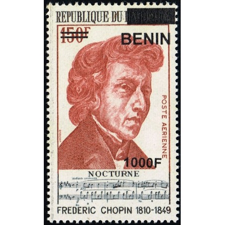 Bénin 2009 - Mi 1629 - surcharge locale 1000 f - Frédéric Chopin ** - cote 90 €
