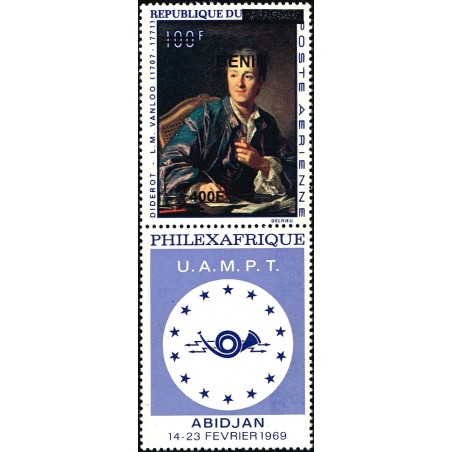 Benin 2009 - Mi 1609 - local overprint 400 f - Diderot by Vanloo + label Philexafrique - MNH - CV 50 €