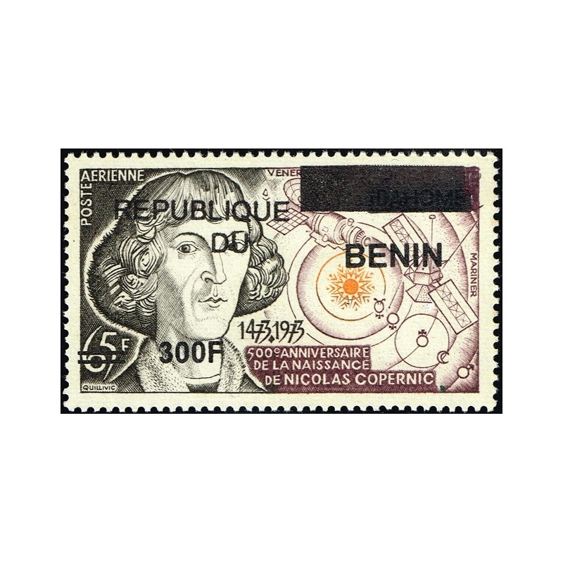 Bénin 2009 - Mi 1602 - surcharge locale 300 f - Copernic - satellites ** - cote 50 €