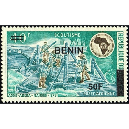 Bénin 2009 - Mi 1599 - surcharge locale 50 f - Scoutisme Nairobi - construction d'un pont ** - cote 90 €