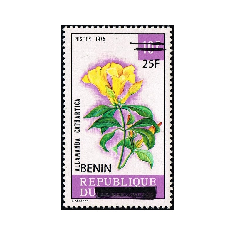 Bénin 2009 - Mi 1477 - surcharge locale 25 f - Fleur "allamanda cathartica" ** - cote 170 €