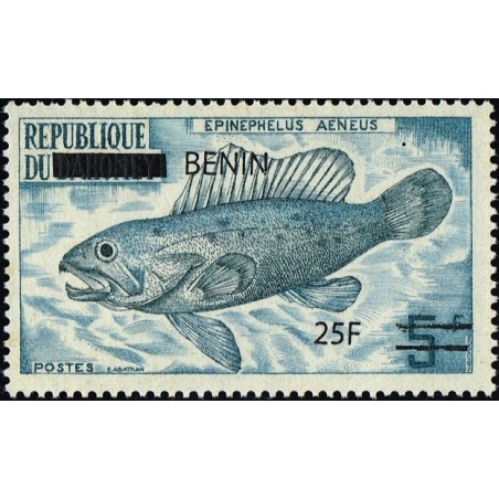 Bénin 2009 - Mi 1473 - surcharge locale 25 f - Poisson "epinephelus aeneus" ** - cote 220 €