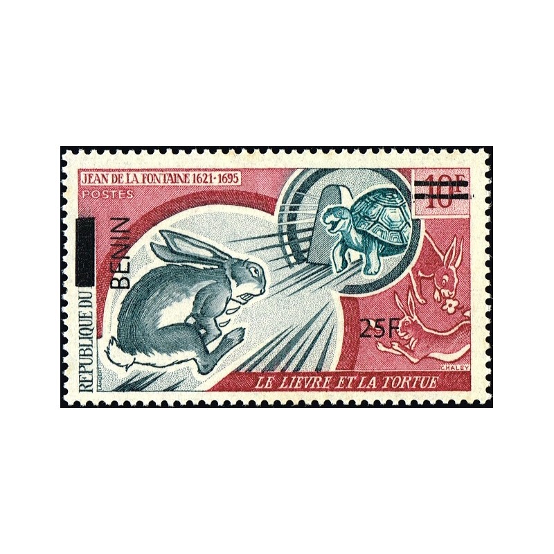 Bénin 2009 - Mi 1475 - surcharge locale 25 f - Le lièvre et la tortue - Jean de la Fontaine ** - cote 200 €