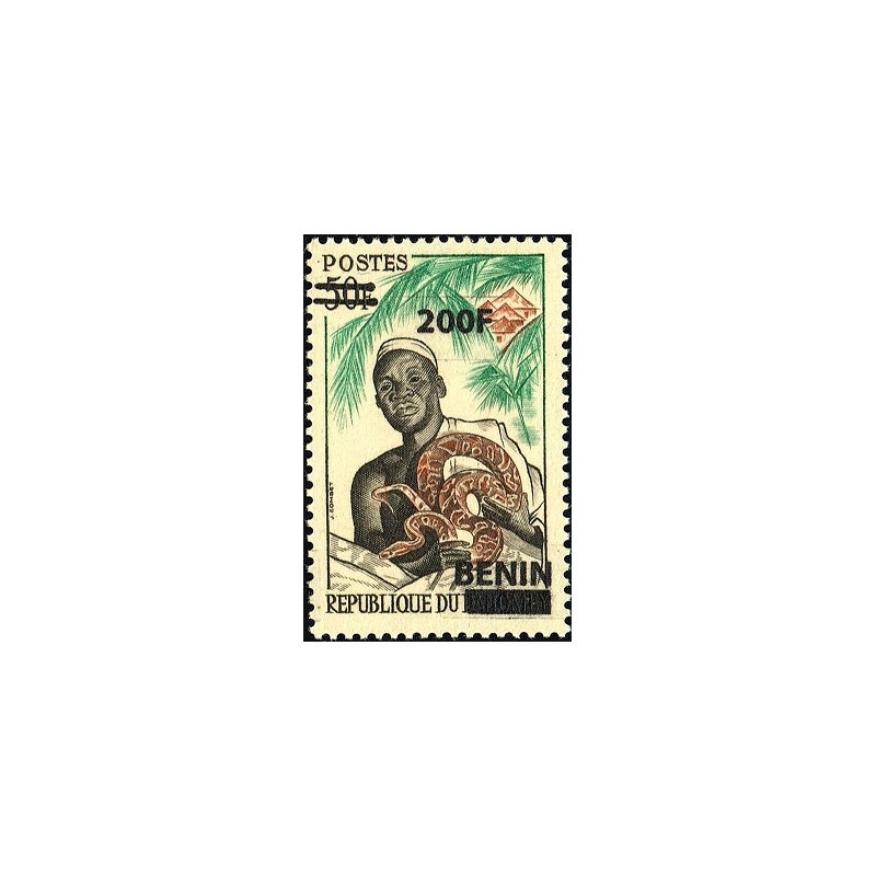 Bénin 2009 - Mi 1495 - surcharge locale 200 f - Sorcier à Ouidah - serpent python ** - cote 150 €