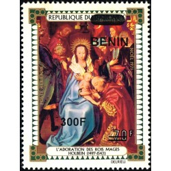 Bénin 2009 - Mi 1549 - surcharge locale 300 f - Adoration des rois mages par Holbein - Noël 1971 ** - cote 40 €