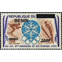 Bénin 2009 - Mi 1569 - surcharge locale 300 f - 50ème Anniv. Jeux Olympiques d'hiver, skieurs ** - cote 40 €