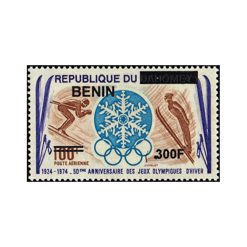 Benin 2009 - Mi 1569 - local overprint 300 f - Skiers, 50th anniversary of Winter Olympics - MNH - CV 40 €