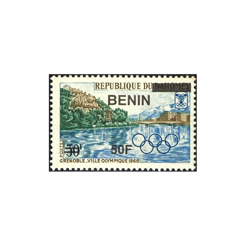 Bénin 2009 - Mi 1573 - surcharge locale 50 f - Grenoble ville olympique 1968 ** - cote 40 €