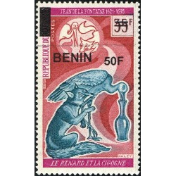 Bénin 2009 - Mi 1574 - surcharge locale 50 f - Jean de la Fontaine - le renard et la cigogne (oiseau) ** - cote 100 €