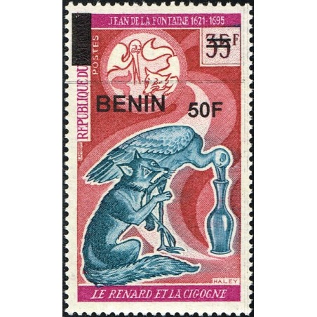 Benin 2009 - Mi 1574 - local overprint 50 f - La Fontaine - The fox and the stork (bird) - MNH - CV 100 €