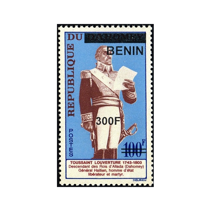 Bénin 2009 - Mi 1583 - surcharge locale 300 f - Général Toussaint Louverture ** - cote 30 €
