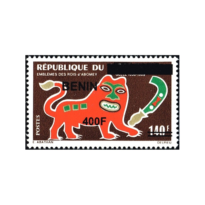 Bénin 2009 - Mi 1585 - surcharge locale 400 f - Emblèmes des rois d'Abomey - Glèle (lion) ** - cote 35 €
