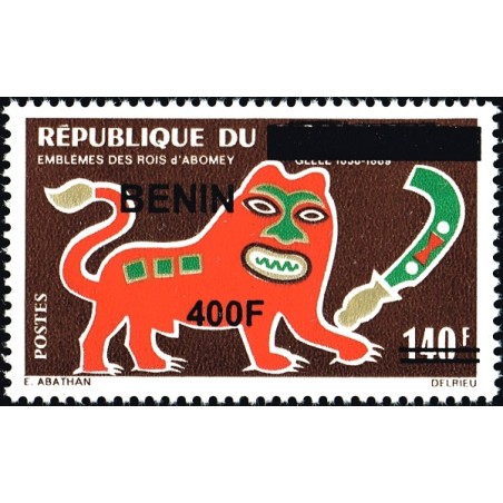 Bénin 2009 - Mi 1585 - surcharge locale 400 f - Emblèmes des rois d'Abomey - Glèle (lion) ** - cote 35 €