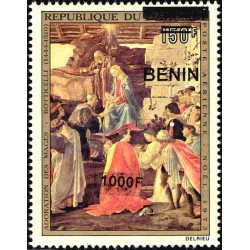 Bénin 2009 - Mi 1626 - surcharge locale 1000 f - adoration des mages par Botticelli ** - cote 50 €