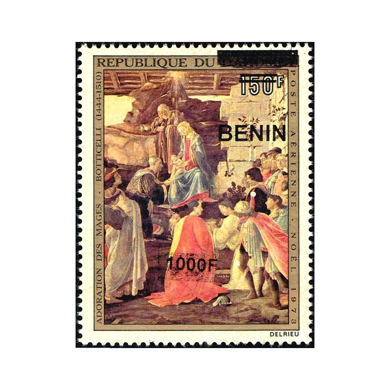 Bénin 2009 - Mi 1626 - surcharge locale 1000 f - adoration des mages par Botticelli ** - cote 50 €