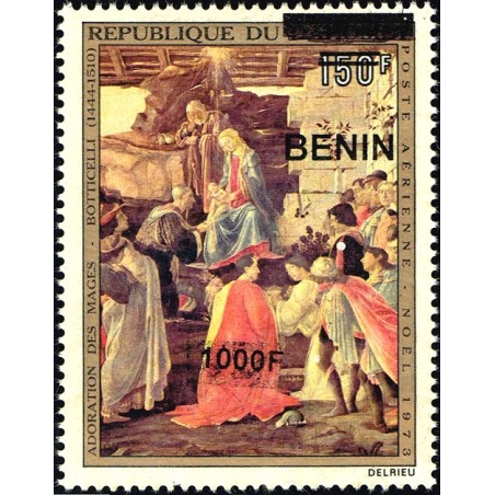 Bénin 2009 - Mi 1626 - surcharge locale 1000 f - adoration des mages par Botticelli ** - cote 50 €