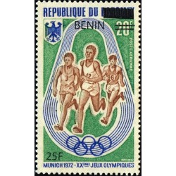 Bénin 2009 - Mi 1518 - surcharge locale 25 f - Jeux olympiques Munich 1972 - athletisme : course ** - cote 50 €