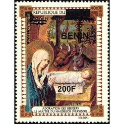 Bénin 2009 - Mi 1521 - surcharge locale 200 f - Adoration des bergers - Maître du Hausbuch ** - cote 40 €
