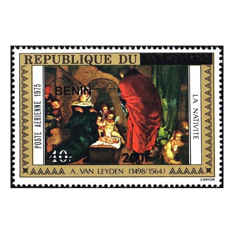 Benin 2009 - Mi 1523 - local overprint 200 f - Nativity, by A. Van Leyden - MNH - CV 50 €
