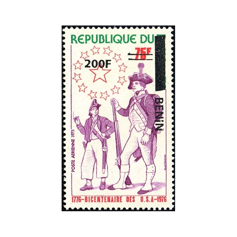 Bénin 2009 - Mi 1528 - surcharge locale 200 f - Bicentenaire des Etats-Unis - fantassin ** - cote 40 €