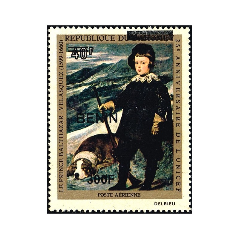 Bénin 2009 - Mi 1540 - surcharge locale 300 f - Prince Balthazar par Velasquez - UNICEF - chien ** - cote 70 €