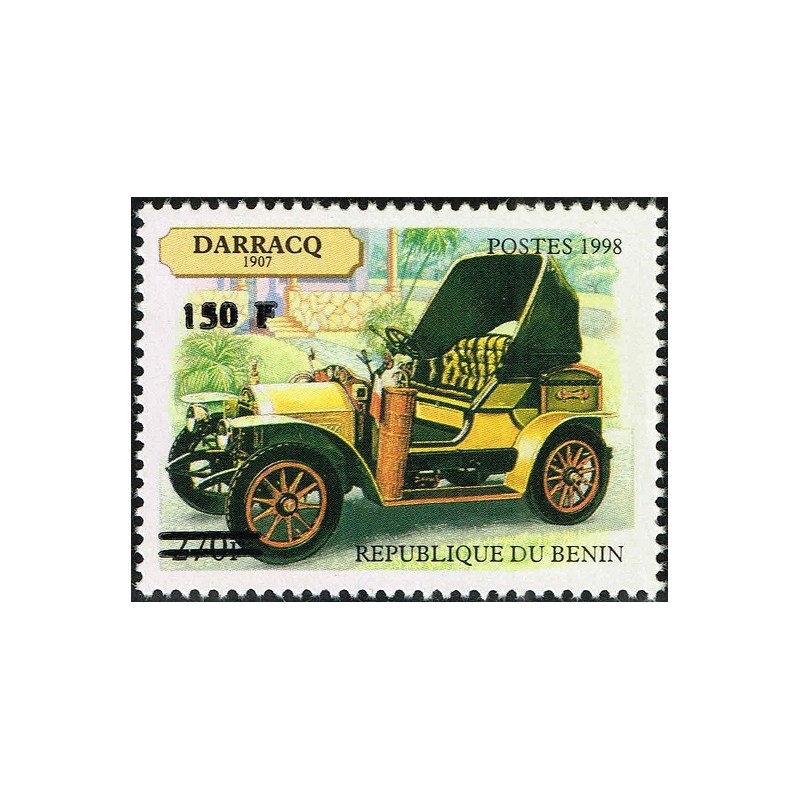 Bénin 2000 - Mi 1305 - surcharge locale 150 f - Voiture ancienne "Darracq 1907" - cote 100 € **