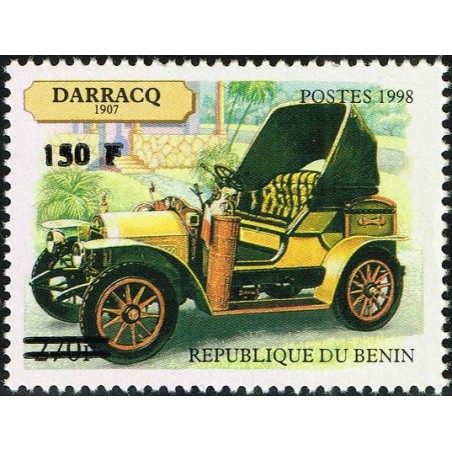 Bénin 2000 - Mi 1305 - surcharge locale 150 f - Voiture ancienne "Darracq 1907" - cote 100 € **