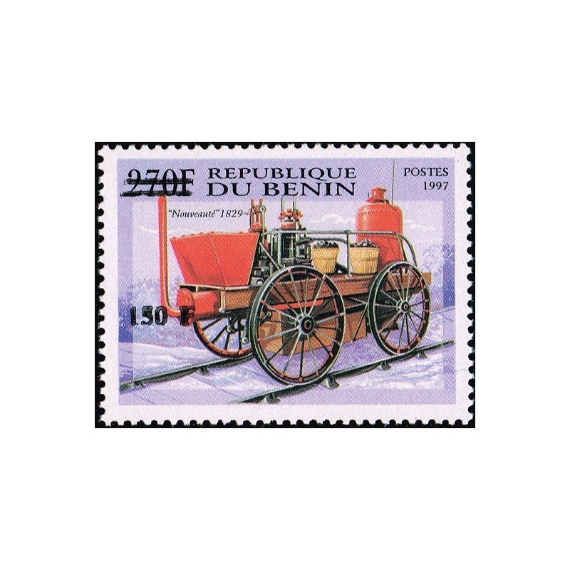 Bénin 2000 - Mi 1299 - surcharge locale 150 f - Locomotive "Nouveauté 1829" - cote 100 € **