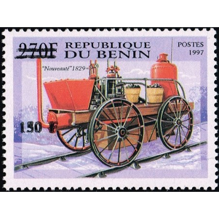 Bénin 2000 - Mi 1299 - surcharge locale 150 f - Locomotive "Nouveauté 1829" - cote 100 € **