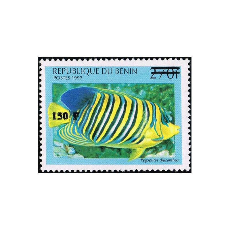 Bénin 2000 - Mi 1297 - surcharge locale 150 f - Poisson "pygoplites diacanthus" - cote 100 € **