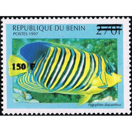 Bénin 2000 - Mi 1297 - surcharge locale 150 f - Poisson "pygoplites diacanthus" - cote 100 € **