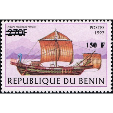 Bénin 2000 - Mi 1296 - surcharge locale 150 f - Navire marchand romain - cote 100 € **