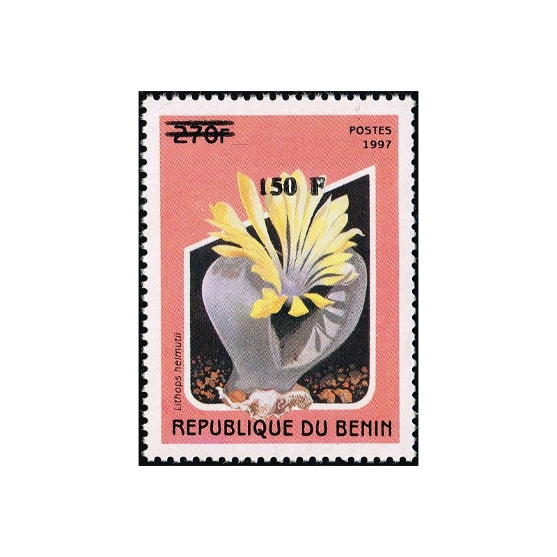 Bénin 2000 - Mi 1295 - surcharge locale 150 f - Cactus "lithops helmutii" - cote 100 € **