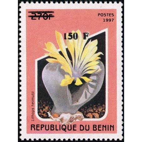 Bénin 2000 - Mi 1295 - surcharge locale 150 f - Cactus "lithops helmutii" - cote 100 € **