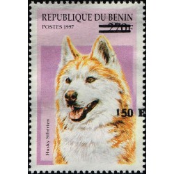 Bénin 2000 - Mi 1291 - surcharge locale 150 f - Chien "husky sibérien" - cote 100 € **