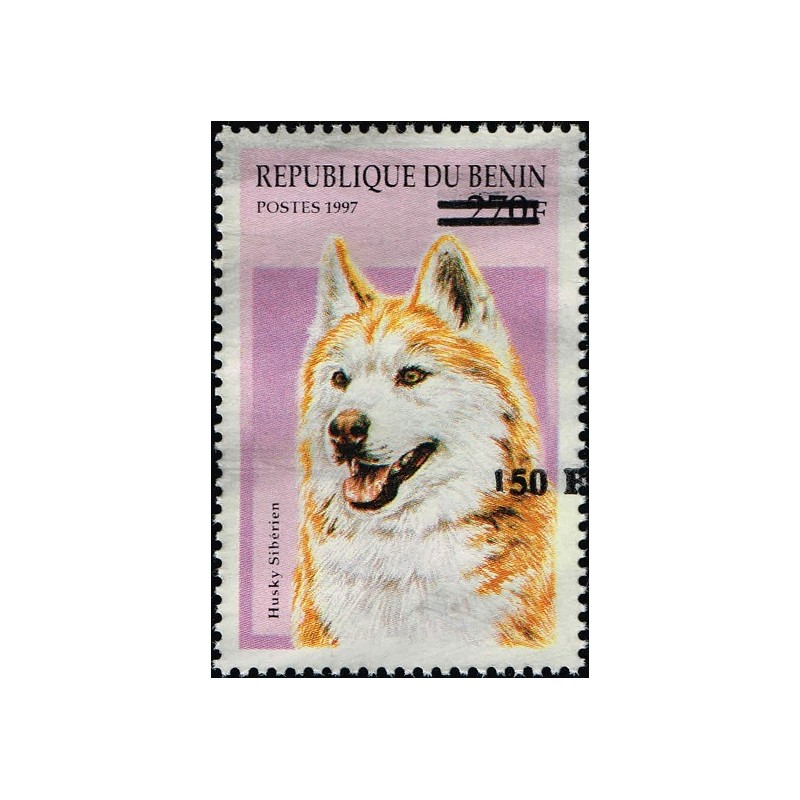 Benin 2000 - Mi 1291 - local overprint 150 f - Dog: siberian husky - CV 100 € MNH