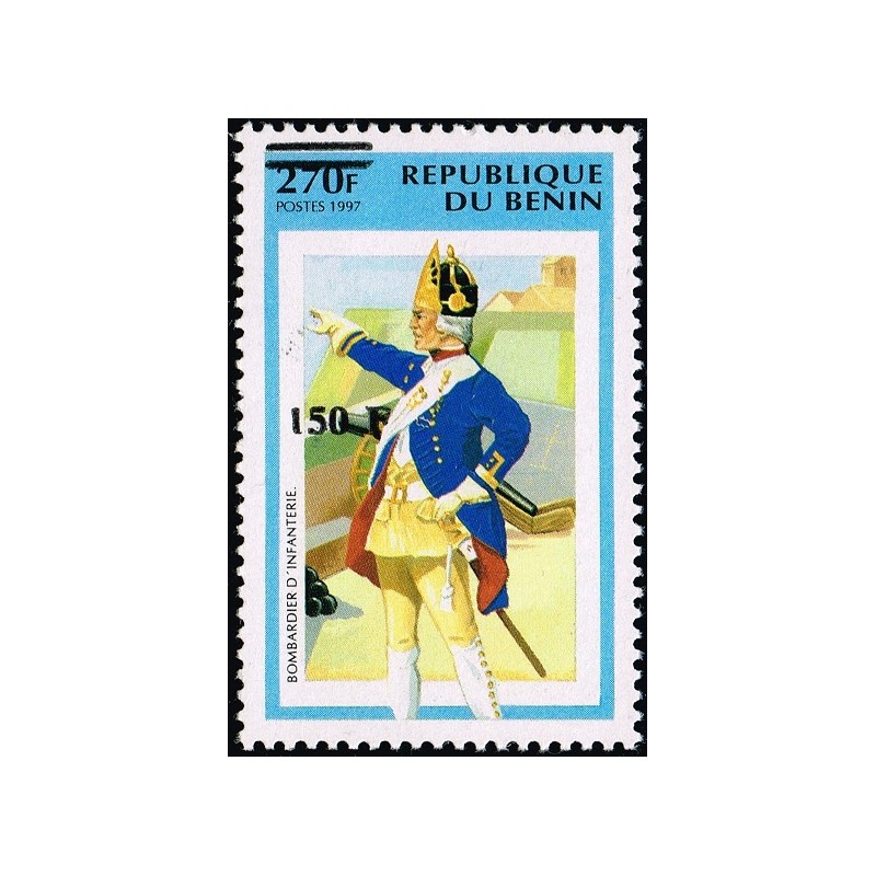 Bénin 2000 - Mi 1288 - surcharge locale 150 f - Uniforme "bombardier d'infanterie" - cote 100 € **
