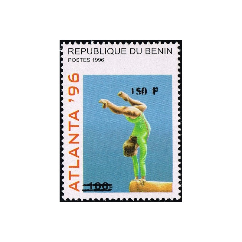 Bénin 2000 - Mi 1278 - surcharge locale 150 f - Jeux olympiques Atlanta 1996 - gymnastique - cote 100 € **