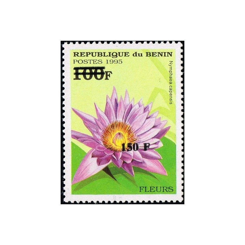 Bénin 2000 - Mi 1276 - surcharge locale 150 f - Fleur "nymphaea capensis" - cote 100 € **